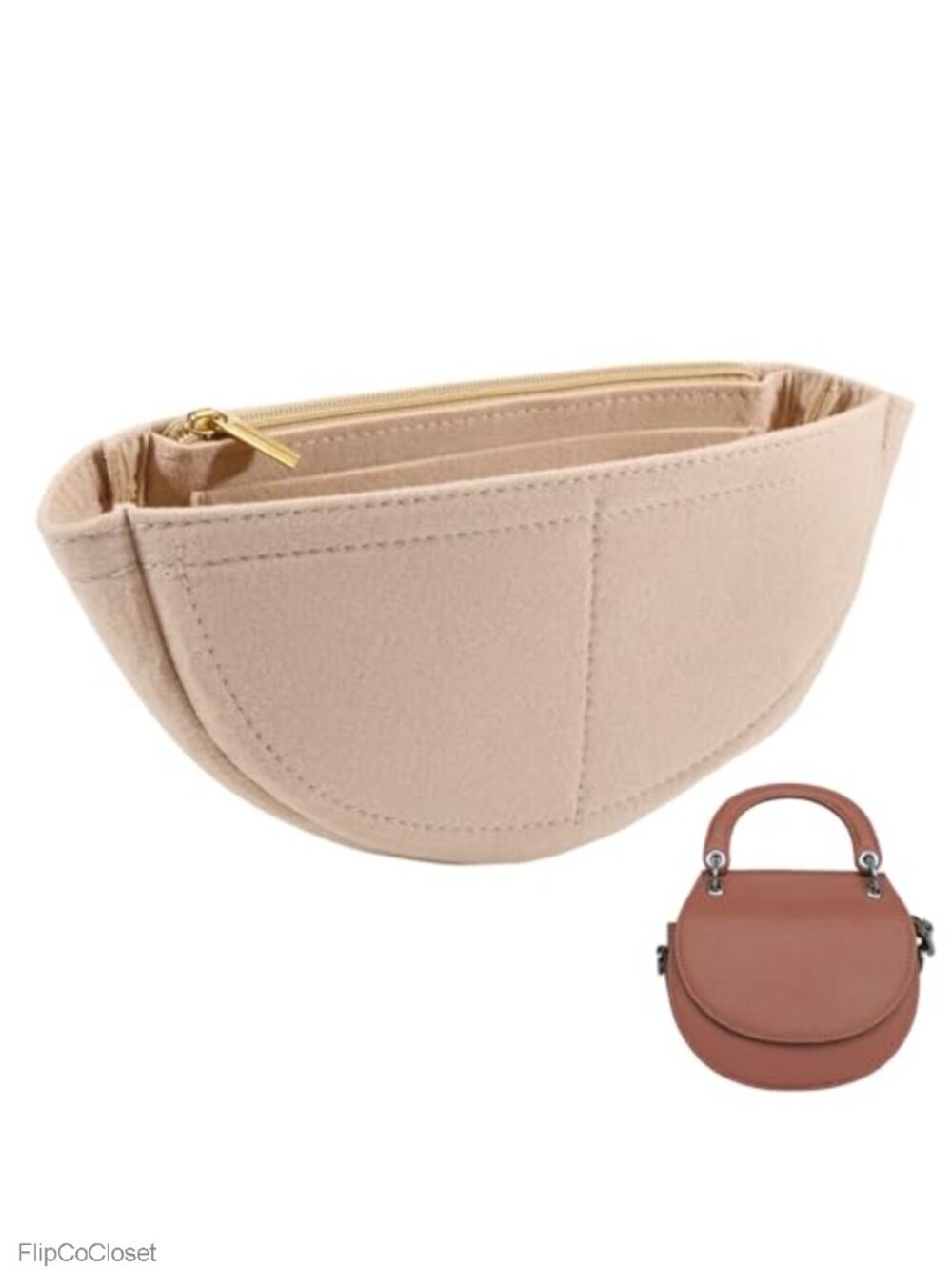 Mini Felt Purse Organizer with Zipper for Handbag Insert Tote Storage -